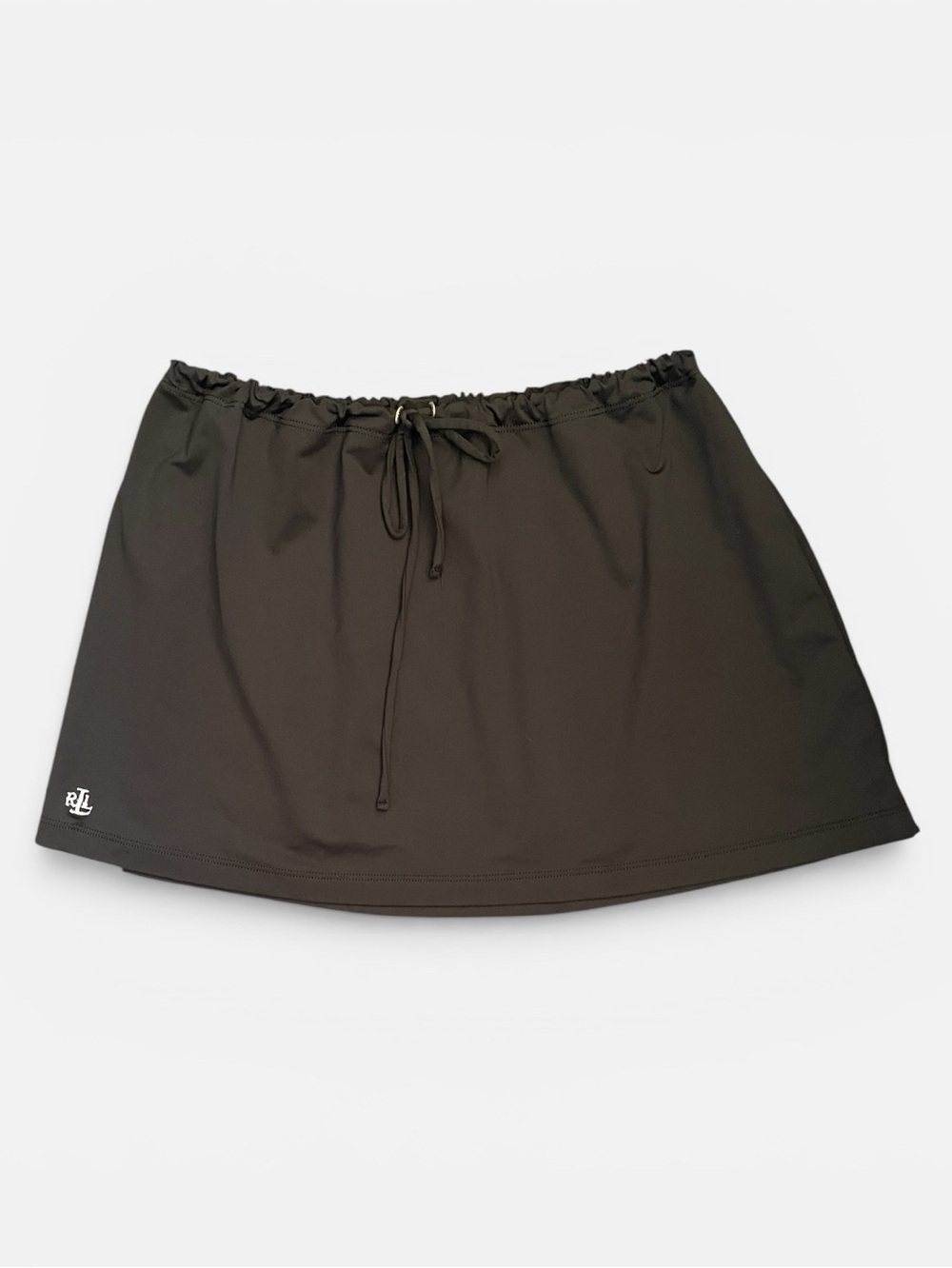 Ralph Lauren Black Drawstring Swim Skirt coverup with RL Hem Logo, size L
